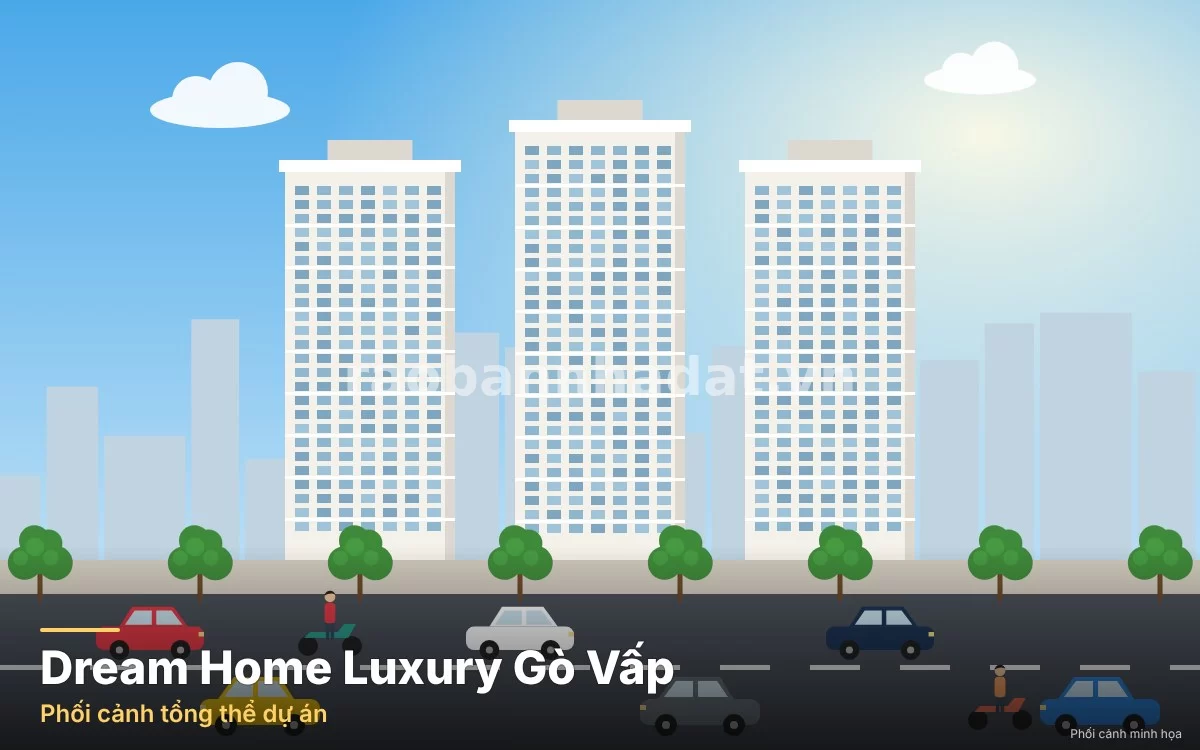 Phối cảnh tổng thể 2 khối tháp chung cư Dream Home Luxury đường số 59 Phường 14 quận Gò Vấp