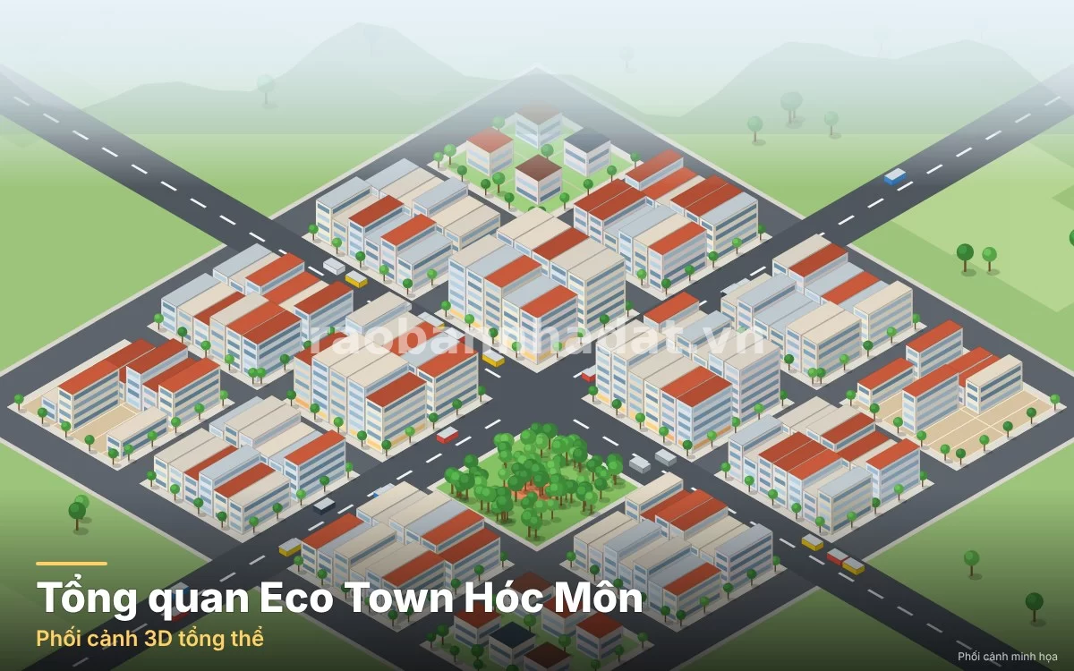 Phối cảnh tổng thể dự án khu đô thị sinh thái Eco Town Nguyễn Văn Bứa Hóc Môn