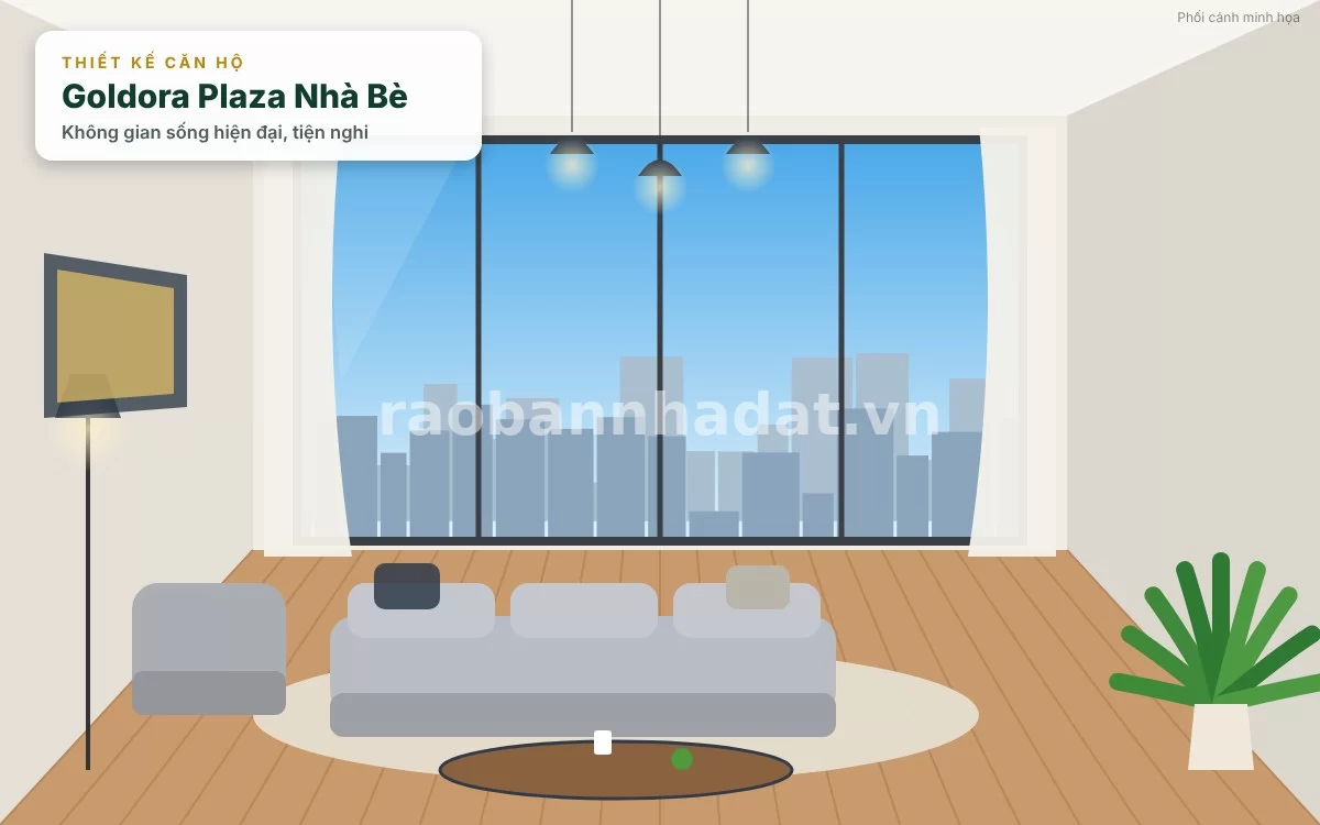 Thiết kế nội thất căn hộ mẫu sang trọng ấm cúng tại Goldora Plaza Phước Kiển
