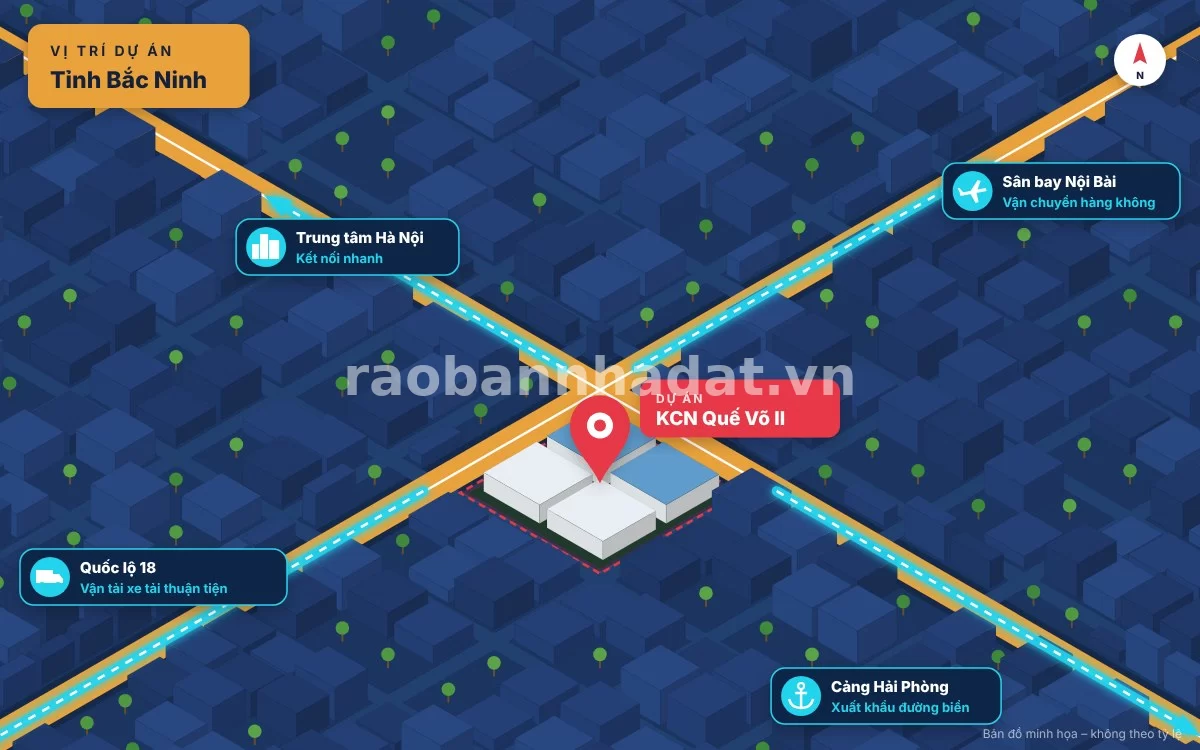Bản đồ vị trí kết nối giao thông KCN Quế Võ II Bắc Ninh
