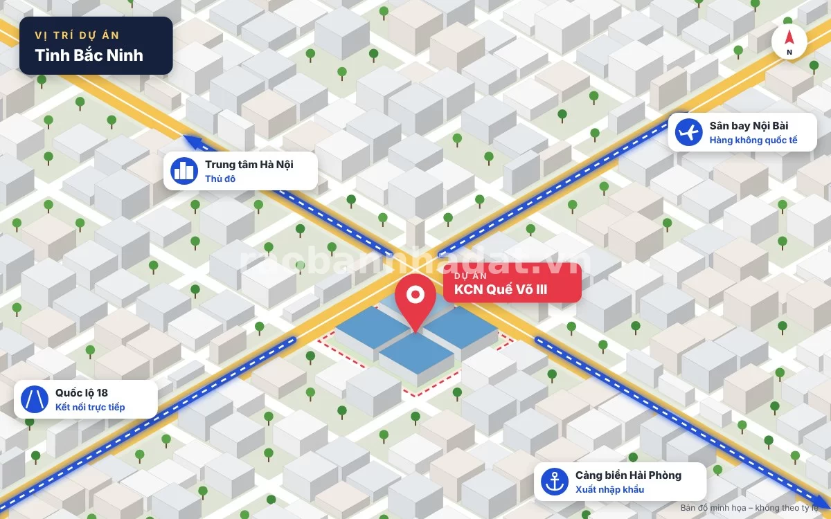 Bản đồ vị trí kết nối giao thông KCN Quế Võ III