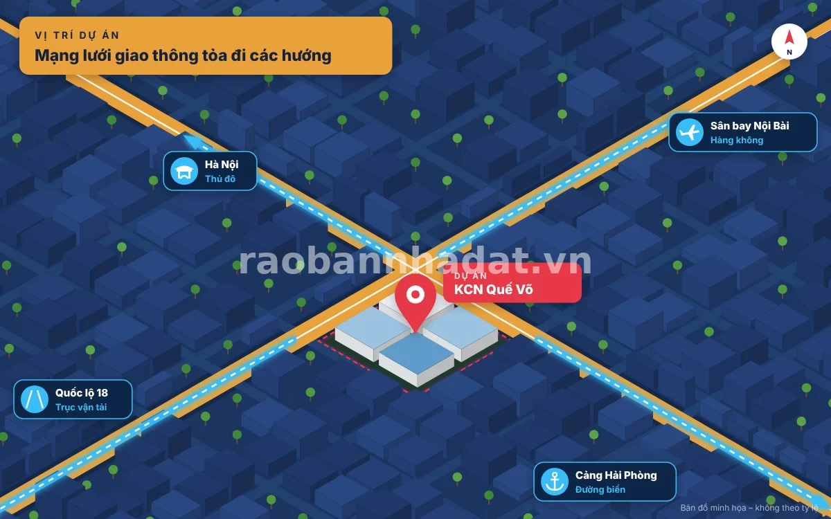 Bản đồ vị trí kết nối giao thông KCN Quế Võ