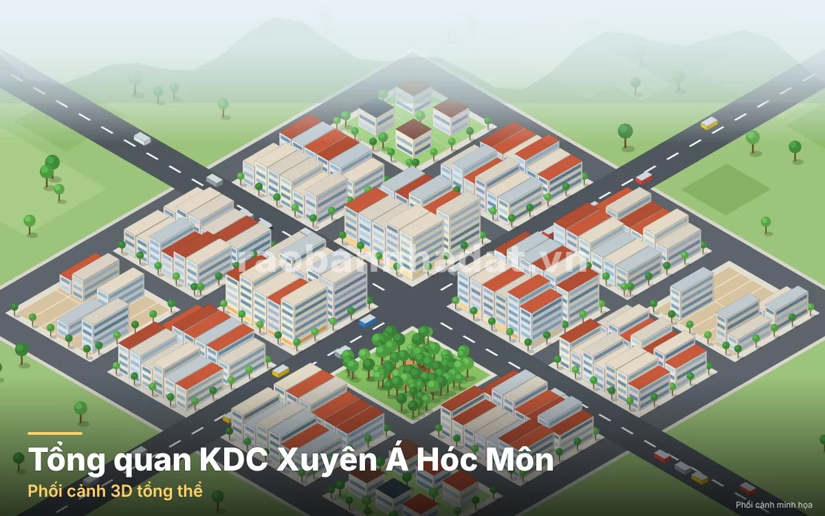 Phối cảnh tổng thể khu dân cư sinh thái Xuyên Á cửa ngõ Tây Bắc Hóc Môn