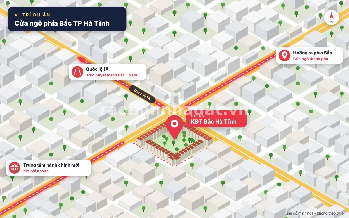 Bản đồ vị trí đắc địa tại cửa ngõ giao thương của KĐT Bắc Hà Tĩnh