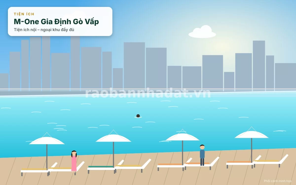 Hồ bơi tràn trên cao và tiện ích nghỉ dưỡng đẳng cấp tại chung cư M-One Gia Định