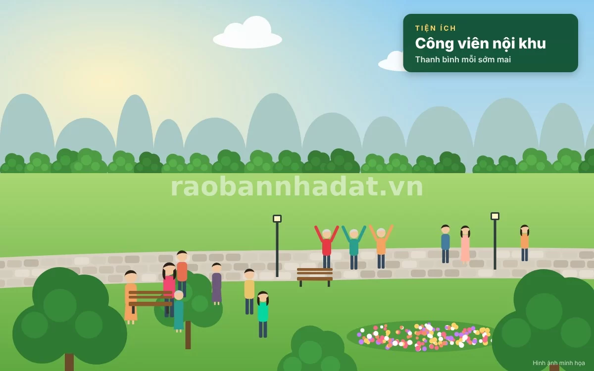 Không gian tiện ích nội khu với công viên cây xanh và khu vui chơi tại dự án