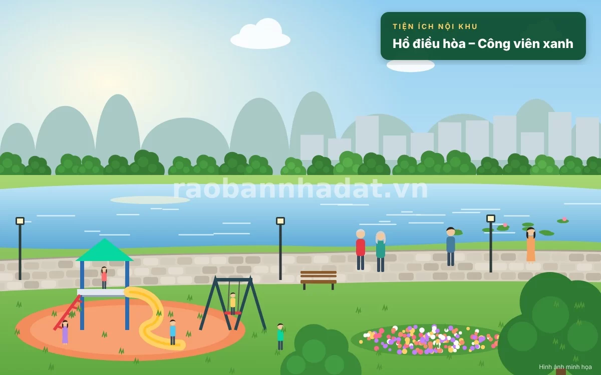 Hệ thống tiện ích xanh và hồ điều hòa trong lành tại Phú Lộc 4