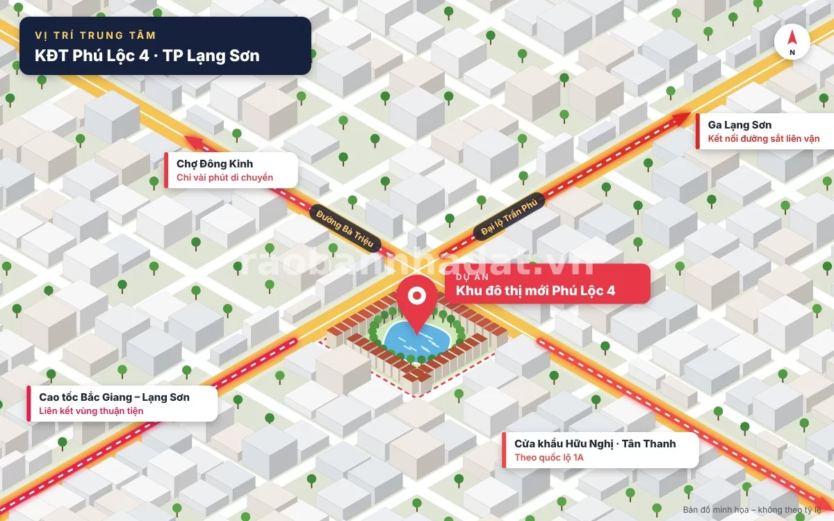 Vị trí trung tâm kết nối giao thương của Phú Lộc 4 trên bản đồ Lạng Sơn