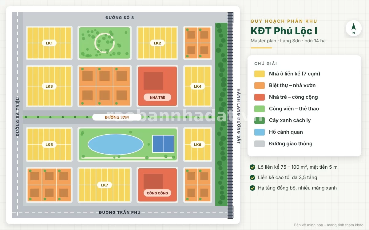 Bản đồ quy hoạch phân khu chi tiết tại Khu đô thị Phú Lộc I