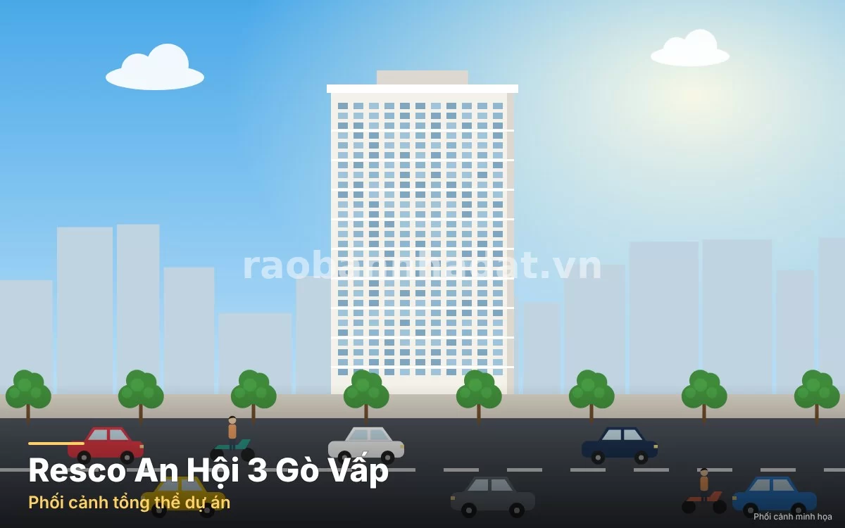 Phối cảnh tổng thể dự án chung cư Resco An Hội 3 Phường 14 Gò Vấp