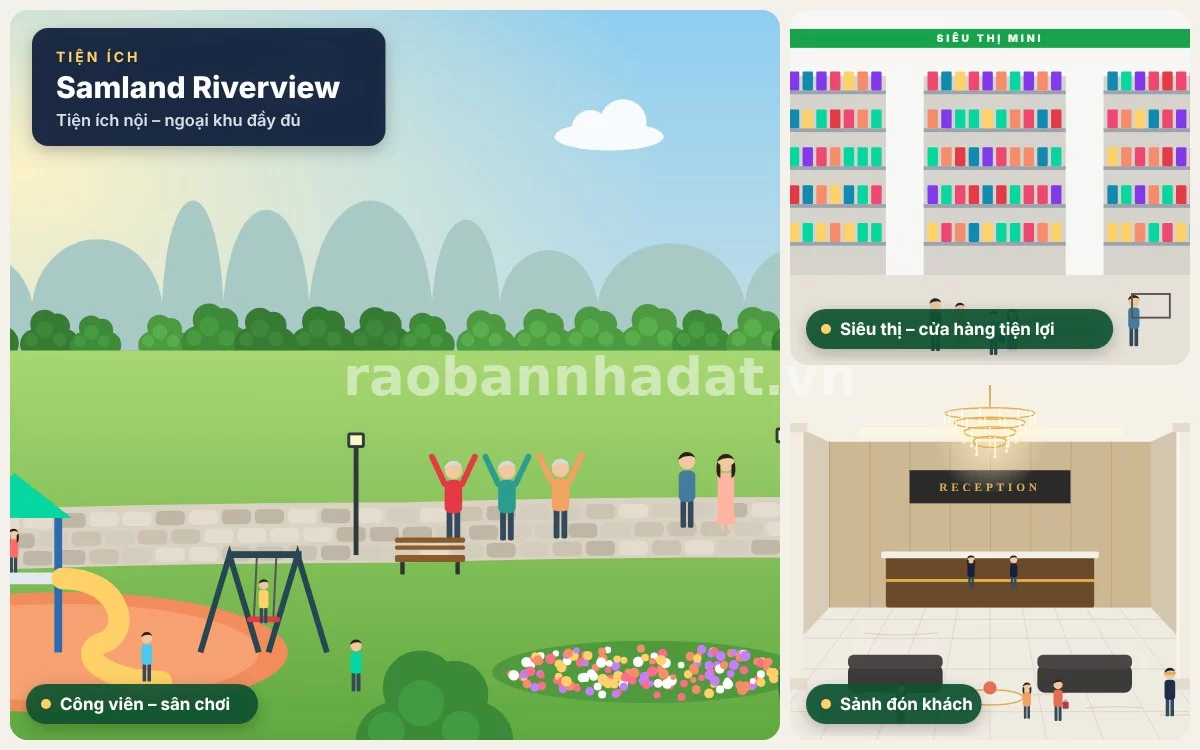 Hệ thống tiện ích nội khu hiện đại phục vụ cư dân tại Samland Riverview
