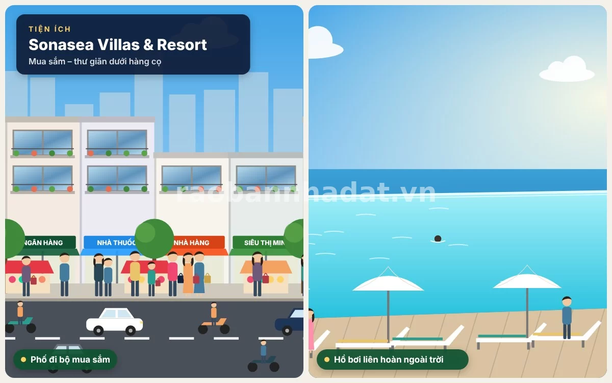 Hệ thống tiện ích nội khu tại Sonasea Villas & Resort