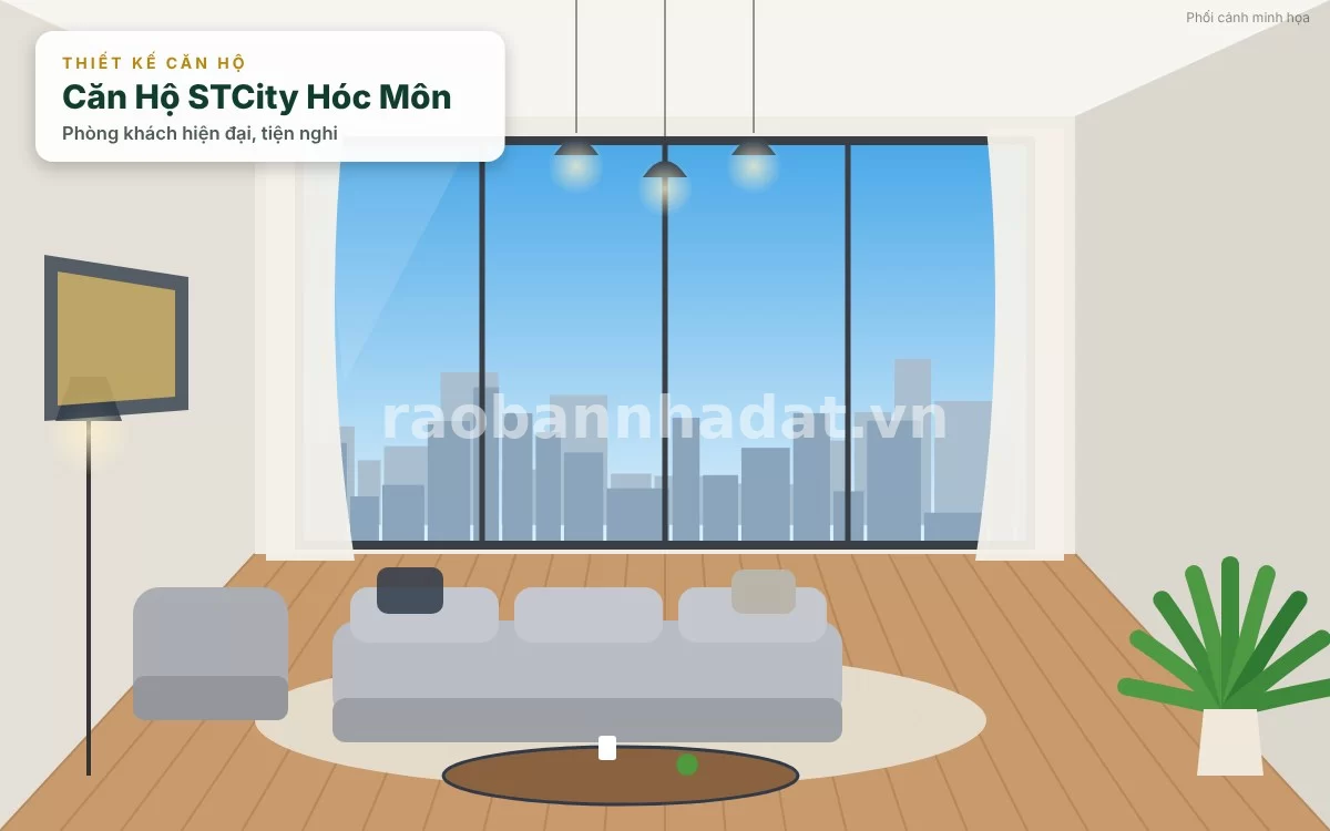 Không gian sống thực tế hiện đại và tiện nghi tại căn hộ mẫu dự án STCity Hóc Môn