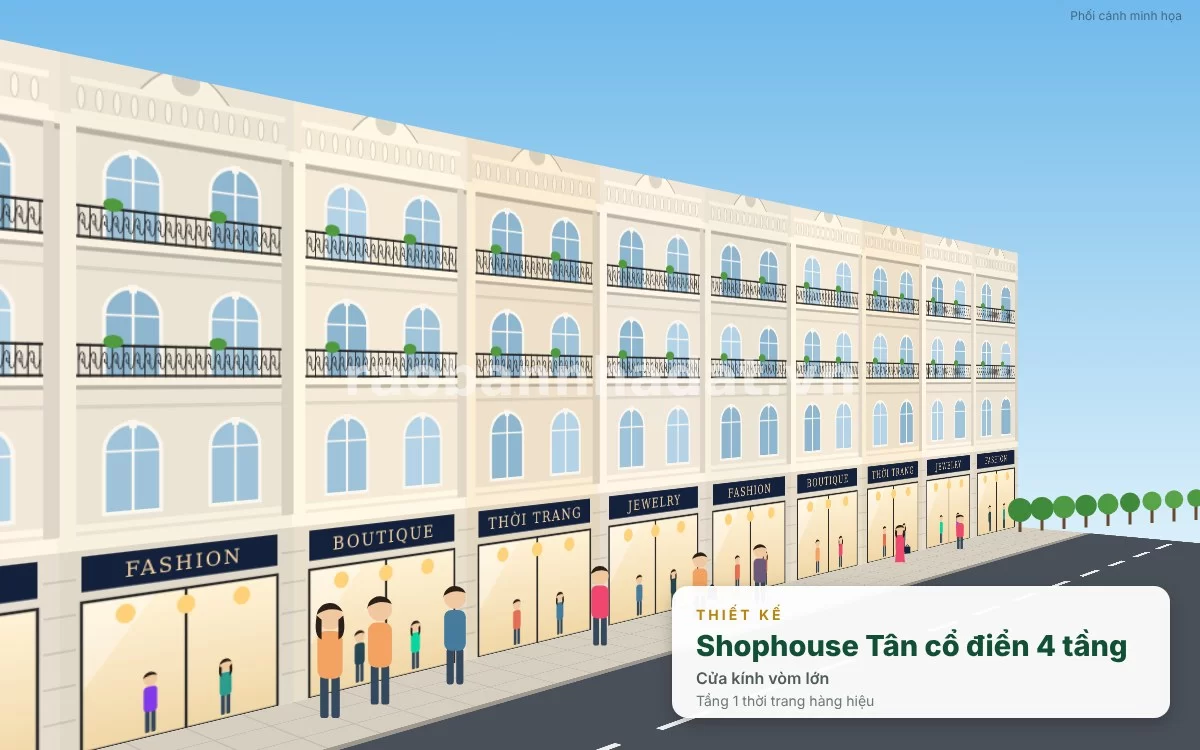 Thiết kế kiến trúc Tân cổ điển sang trọng tại Vincom Shophouse Tuyên Quang