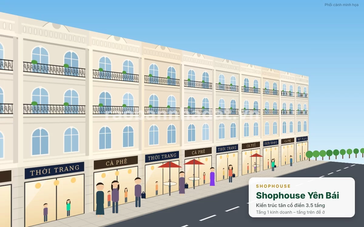 Thiết kế nhà phố thương mại Shophouse Vincom Yên Bái với kiến trúc tân cổ điển