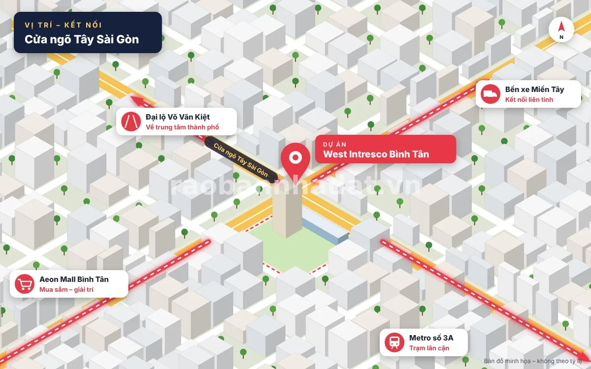 Vị trí kết nối giao thông chiến lược của dự án căn hộ West Intresco tại quận Bình Tân