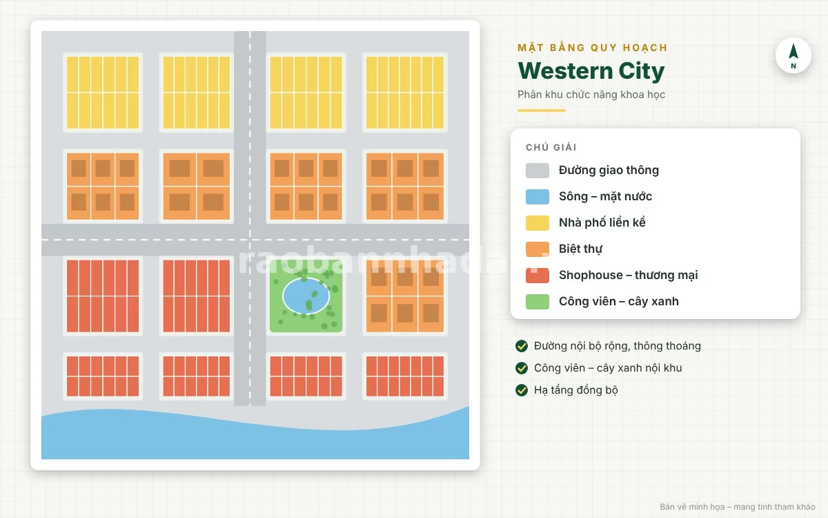 Mặt bằng quy hoạch phân lô chi tiết 30ha tại Khu đô thị Western City